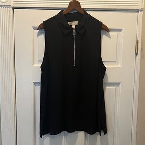 Michael Kors Black Sleeveless Zip Blouse